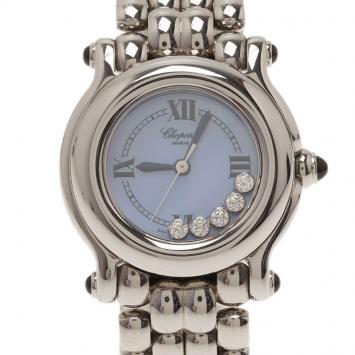 Pre Owned Chopard Blue Mother of Pearl Stainless Steel Happy Sport Women's Wristwatch 26MM