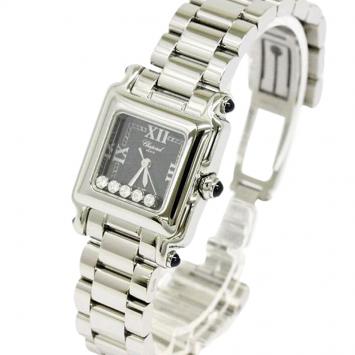Pre Owned Chopard Black Stainless Steel Happy Sport Women's Wristwatch 23MM