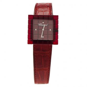 Pre Owned Chopard Red Resin & Stainlee Steel Ice Cube Be Mad Women’s Wristwatch 31MM
