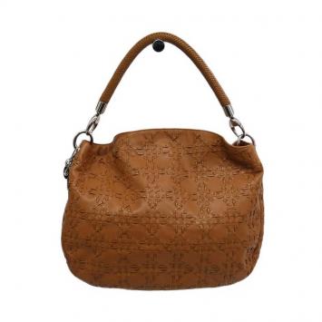 Pre Owned Dior Brown Leather Woven Charm Hobo