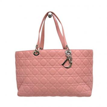 Pre Owned Dior Pink Cannage Leather Large Lady Dior Tote