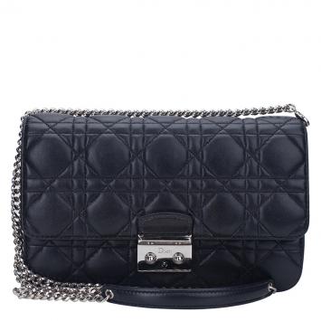 Pre Owned Dior Black Cannage Quilted Calfskin Miss Dior Promenade Pouch Clutch Bag