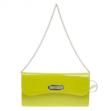 Pre Owned Christian Louboutin Yellow Patent Leather Riviera Clutch
