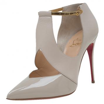Pre Owned Christian Louboutin Beige Leather Dictata Pumps Size 37