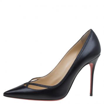 Pre Owned Christian Louboutin Black Leather Princess Pumps Size 41