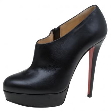 Pre Owned Christian Louboutin Black Leather Miss  Ankle Boots Size 39