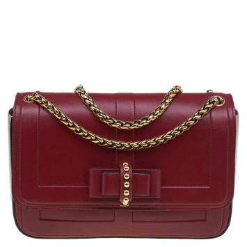 Pre Owned Christian Louboutin Red/Beige Leather Sweet Charity Shoulder Bag
