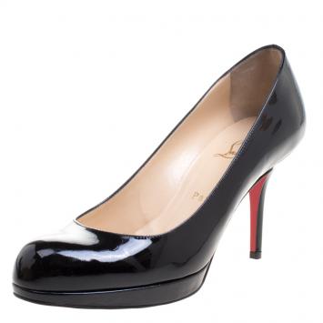 Pre Owned Christian Louboutin Black Patent Leather Prorata Pumps Size 38