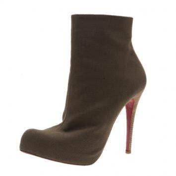 Pre Owned Christian Louboutin Green Canvas Boots Size 42