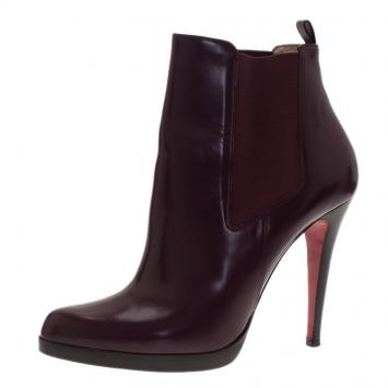 Pre Owned Christian Louboutin Burgundy Boots Size 41.5