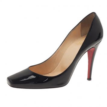 Pre Owned Christian Louboutin Black Patent Decollete 328 Pumps Size 39.5