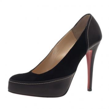 Pre Owned Christian Louboutin Black Suede Defil Pumps Size 38