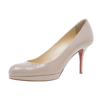 Pre Owned Christian Louboutin Nude Patent Prorata Pumps Size 39 