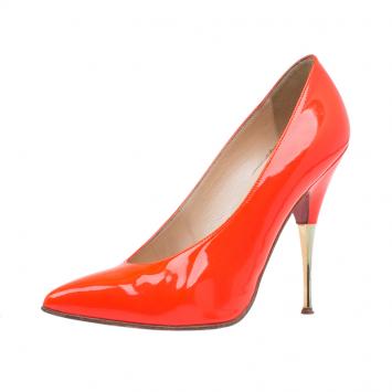 Pre Owned Christian Louboutin Orange Patent Lola Pumps Size 36.5