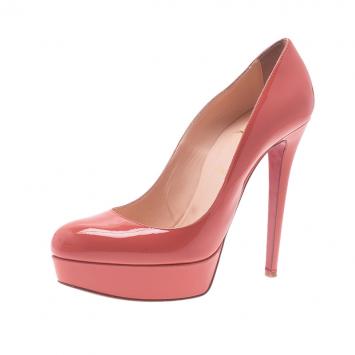Pre Owned Christian Louboutin Pink Patent Bianca Platform Pumps Size 41