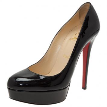 Pre Owned Christian Louboutin Black Patent Bianca Platform Pumps Size 38