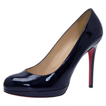 Pre Owned Christian Louboutin Blue Patent New Simple Pumps Size 39