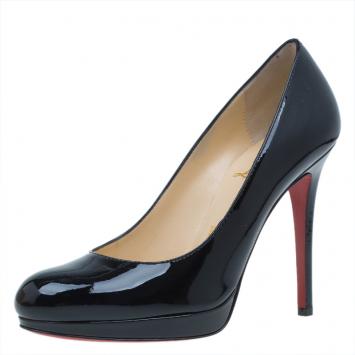 Pre Owned Christian Louboutin Black Patent New Simple Pumps Size 35 