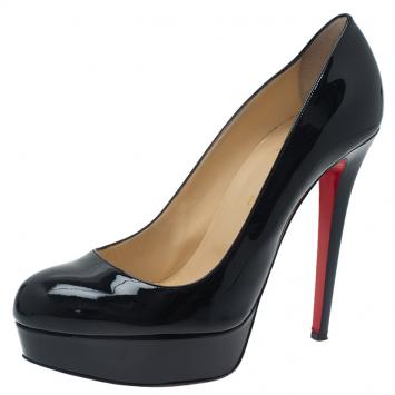 Pre Owned Christian Louboutin Black Patent Bianca Platform Pumps Size 41 
