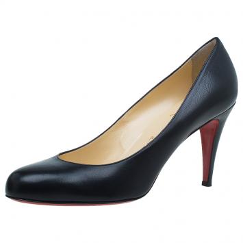 Pre Owned Christian Louboutin Black Leather Ron Ron Pumps Size 41.5 