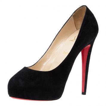 Pre Owned Christian Louboutin Black Suede Declic  Hidden Platform Pumps Size 41