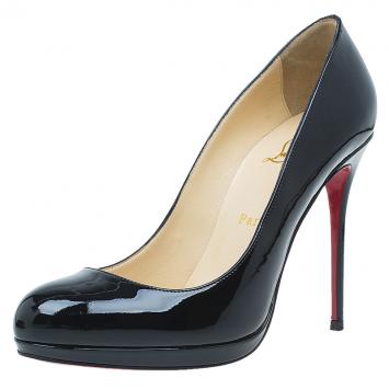 Pre Owned Christian Louboutin Black Patent Neofilo Pumps Size 39.5