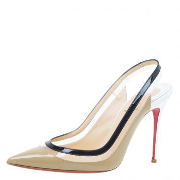 Pre Owned Christian Louboutin Tricolor Paulina Slingback Sandals Size 38.5