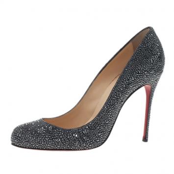 Pre Owned Christian Louboutin Black Fifi Strass Pumps Size 40