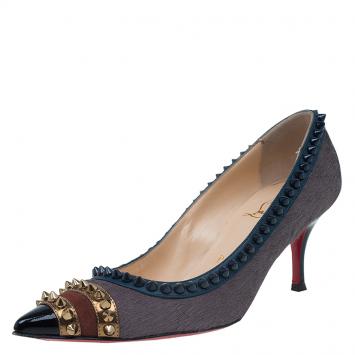 Pre Owned Christian Louboutin Brown Calf Hair Spiked Malabar Hill Pumps Size 35.5