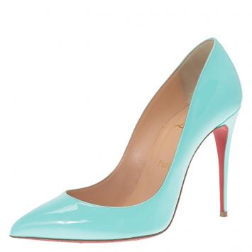 Pre Owned Christian Louboutin Turquoise Patent Pigalle Pumps Size 38