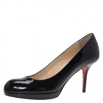 Pre Owned Christian Louboutin Black Patent Prorata Pumps Size 40
