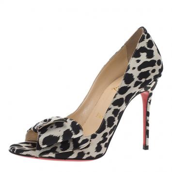 Pre Owned Christian Louboutin Two Tone Satin Just Soon Open Toe Pumps Size 36