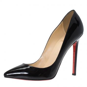 Pre Owned Christian Louboutin Black Patent Pigalle Pumps Size 35.5