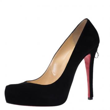 Pre Owned Christian Louboutin Black Suede Zipper Detail Rolando Pumps Size 39.5