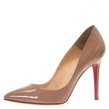 Pre Owned Christian Louboutin Beige Patent Pigalle Pumps Size 39