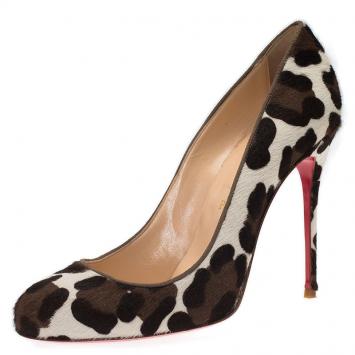Pre Owned Christian Louboutin Leopard Print Calf Hair Fifi Pumps Size 39