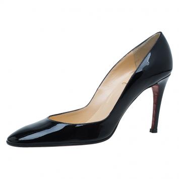 Pre Owned Christian Louboutin Black Patent Miss Cool Pumps Size 38