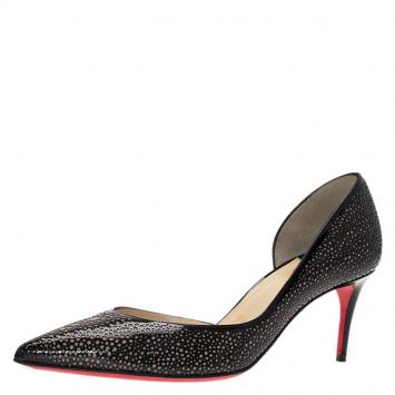 Pre Owned Christian Louboutin Black Patent Galu D'orsay Pumps Size 35