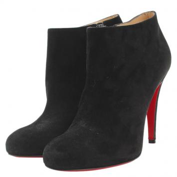 Pre Owned Christian Louboutin Black Suede Belle Ankle Boots Size 38