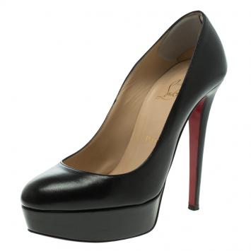 Pre Owned Christian Louboutin Black Leather Bianca Platform Pumps Size 36