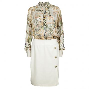 Pre Owned Class by Roberto Cavalli Printed Faux Shirt and Skirt Style Dress M