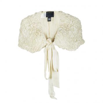 Pre Owned Class by Roberto Cavalli Ivory Ruffled Silk Tie Detail Shoulder Cover Shrug M