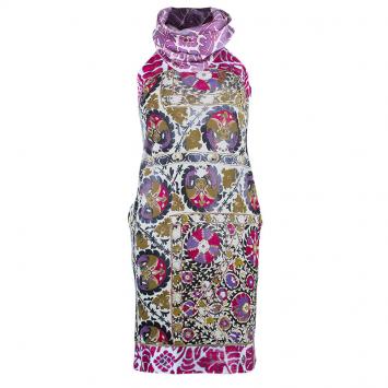 Pre Owned Class by Roberto Cavalli Pink Printed Turtleneck Dress S
