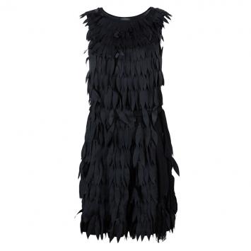 Pre Owned Class by Roberto Cavalli Black Feather Shift Dress M