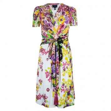Pre Owned Class by Roberto Cavalli Floral Print Tie-Up Dress S