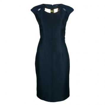 Pre Owned Class by Roberto Cavalli Navy Sheath Dress L