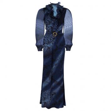 Pre Owned Class by Roberto Cavalli Grey Animal Print Maxi Dress M
