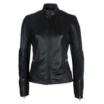 Pre Owned Class by Roberto Cavalli Black Eyelet Detail Leather Jacket M