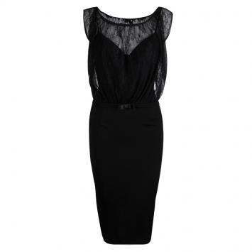 Pre Owned Class By Roberto Cavalli Black Lace Detail Sleeveless Dress M