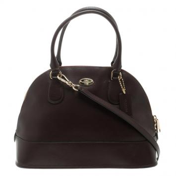 Pre Owned Coach Burgundy Leather Cora Dome Satchel